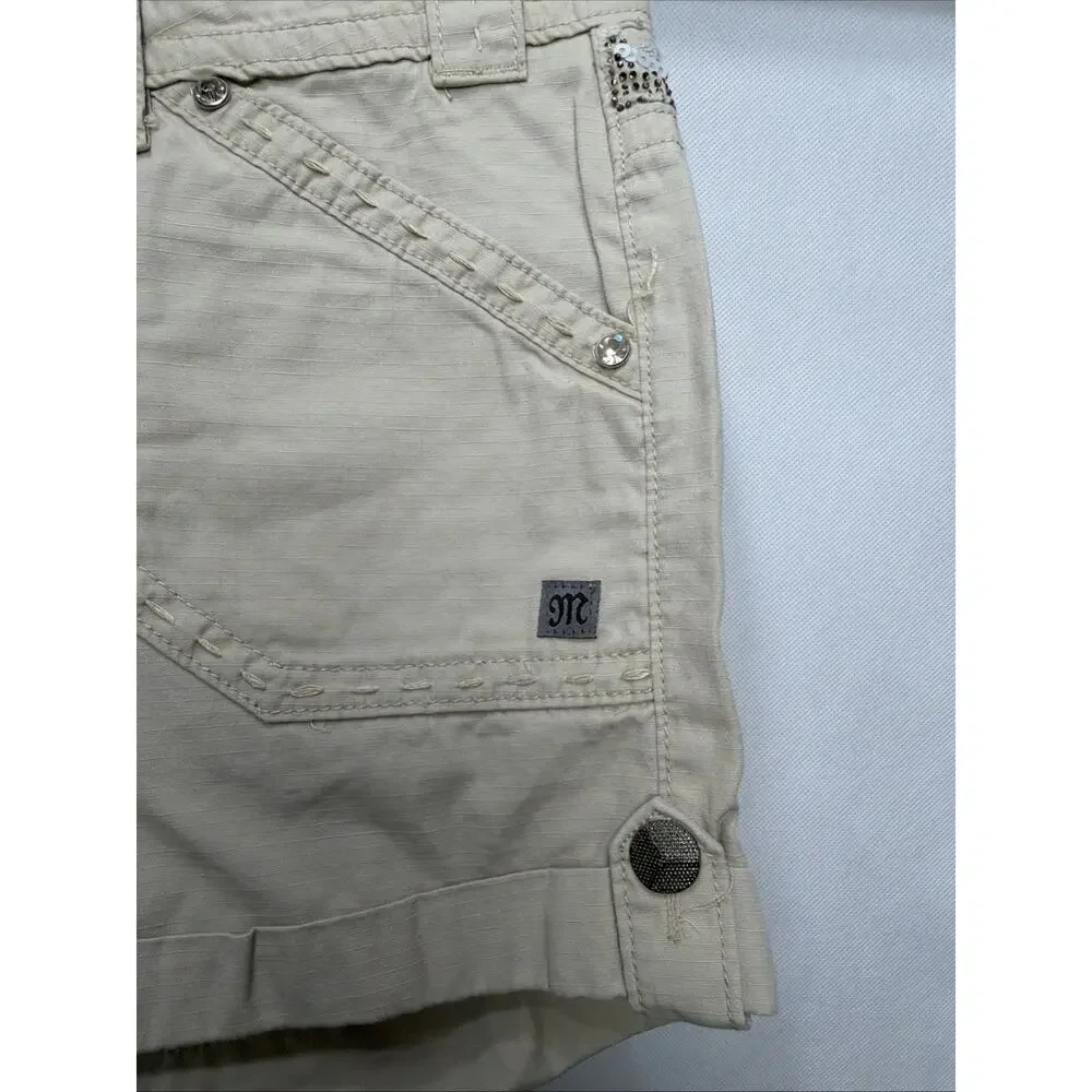Miss Me Women’s Tan Rip Stop Shorts Size 27 CP1248 Cargo - Picture 3 of 12